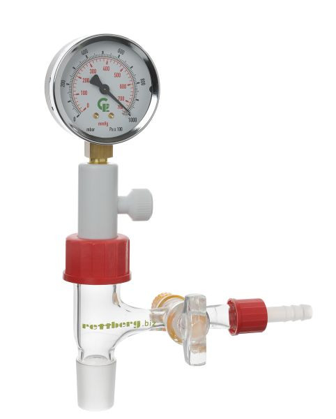Vanne de ventilation Rettberg pour dessiccateurs, avec vacuomètre et vanne d'arrêt, 107000247