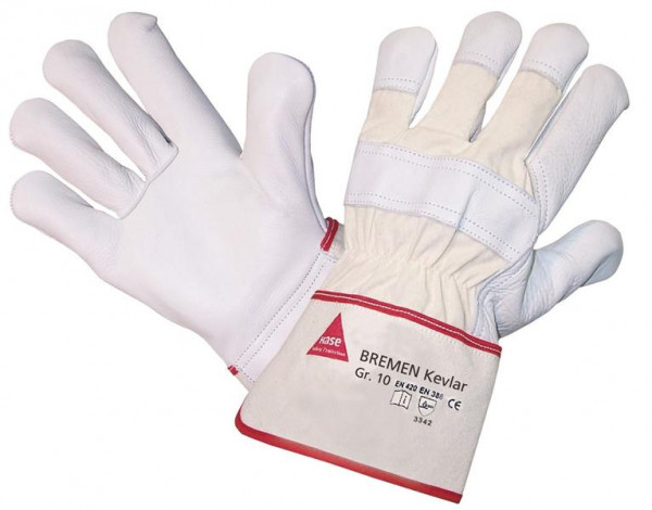 Hase Safety BREMEN-Kevlar®, Gants de sécurité à 5 doigts en cuir intégral, taille : 10, UE : 12 paires, 291020