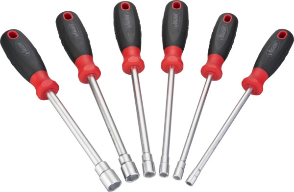 Jeu de tournevis clé à douille hexagonale VIGOR, profil six pans extérieur, 6, 7, 8, 10, 12, 13, nombre d'outils : 6, V4199