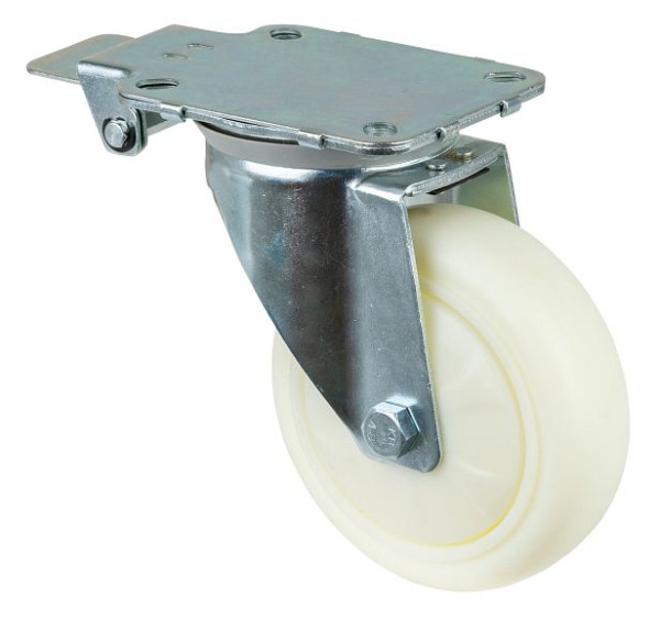 Roulettes BS Roulette pivotante avec frein central, roue en plastique, roulement à billes, platine, diamètre : 150 mm, L440.B15.151