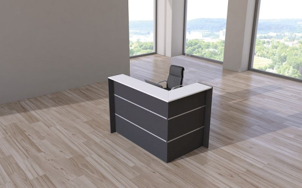 Comptoir d'angle Kerkmann Bari, L 1500 mm x P 950 mm x H 1080 mm, couleur : anthracite, 21355013
