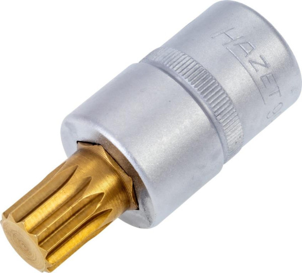 Douille tournevis Hazet, carré creux 12,5 mm, profil multident interne XZN, M14, version courte avec moletage, 990-14