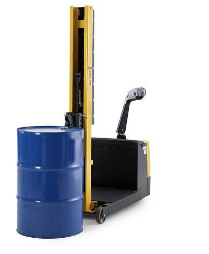 Lève-fûts DENIOS, électro-hydraulique, portée 130 mm, contrepoids, capacité de charge 350 kg, 280-739