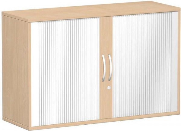 geramöbel panneau supérieur d'armoire à volets roulants 25 mm, avec pieds, verrouillable, 1200x425x798, argent/hêtre, S-312210-SB
