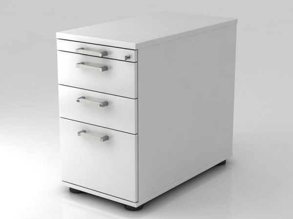Conteneur sur pied Hammerbacher 80cm, 2 tiroirs, 1 HR, serrure, poignée chromée blanc, 42,8x72-76x80 cm, 1/3/3/6 HE, VSC40/W/W/CE