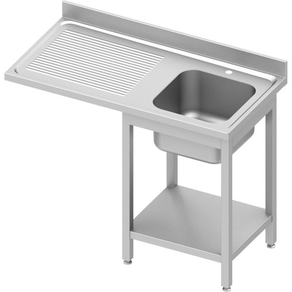 Évier Stalgast ECO avec base et porte-à-faux 1200x700x900 mm, avec un lavabo à droite, avec dosseret, à monter soi-même (AISI201), DST12764RA