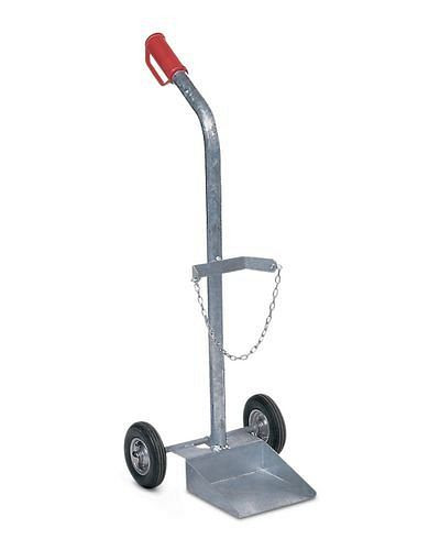 Chariot à bouteilles en acier DENIOS GFR-1, pour 1 bouteille de gaz (Ø 250 mm), pneumatiques, 115-201
