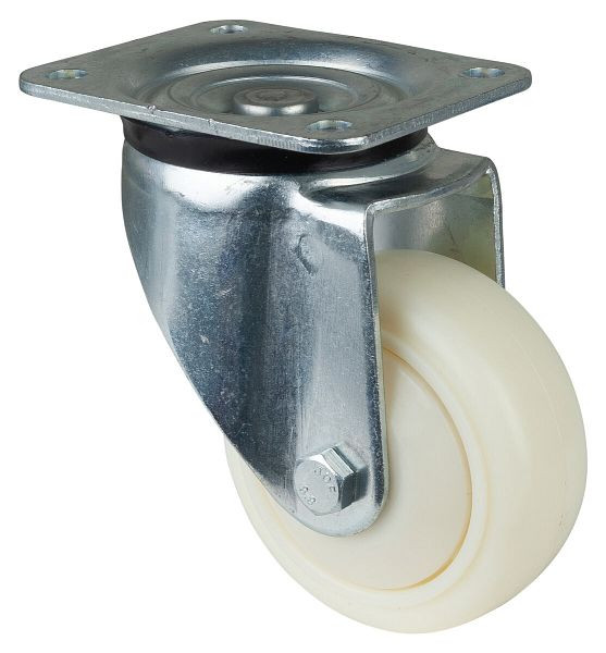 Roues BS Roulette pour charges lourdes, largeur de roue 50 mm, Ø roue 125 mm, capacité de charge 450 kg, bande de roulement/corps de roue plastique, roulements à billes, bulbe, L600.B15.126