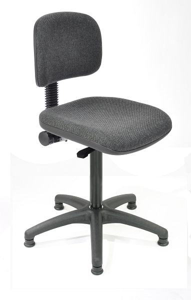 Chaise de travail Lotz, rembourrage assise et dossier anthracite, piètement en plastique noir, grands patins, hauteur d'assise 450-640 mm, 6162.03