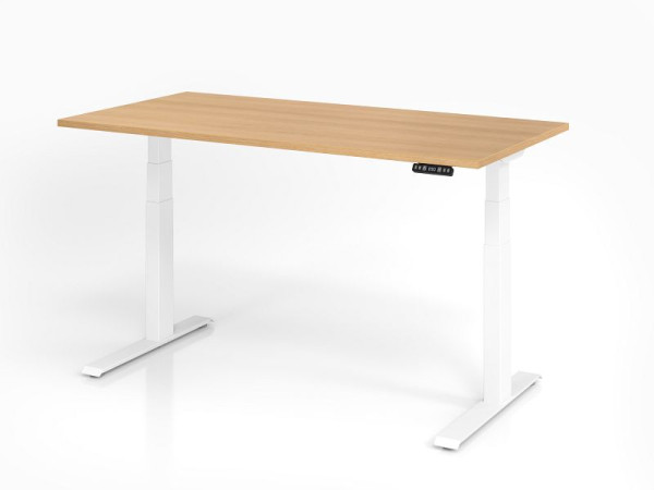 Bureau Hammerbacher XDKB16, 160 x 80 cm, plateau : chêne, épaisseur 25 mm, chant épais en ABS, forme rectangulaire, blanc, VXDKB16/E/W