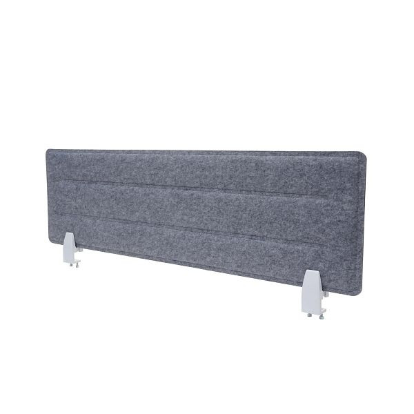 Cloison de table Mendler HWC-G76, paravent de bureau, panneau d'affichage de bureau, pinces à tissu/textile avec gaufrage, 100x30cm gris, 71945+71947