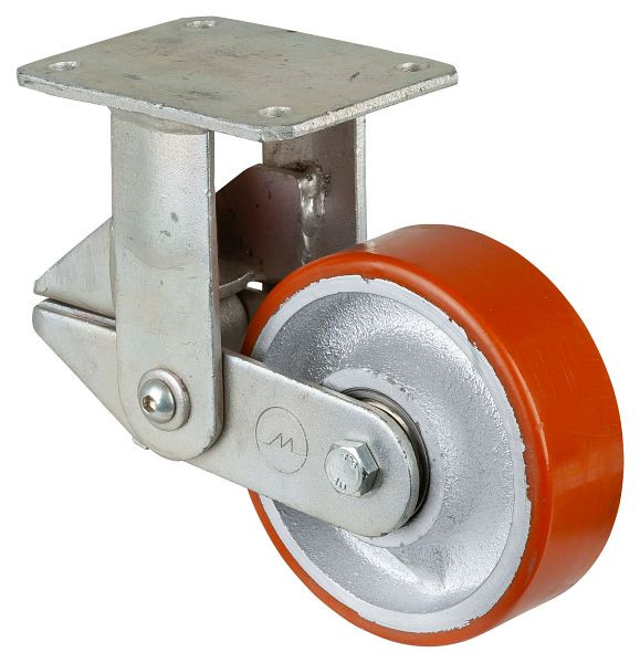 Roulettes BS Roulette robuste suspendue, roulette fixe, largeur 50 mm, Ø150 mm, jusqu'à 600 kg, polyuréthane coulé 95 Shore A, corps de roue coulé, roulement à billes, T110.C10.150