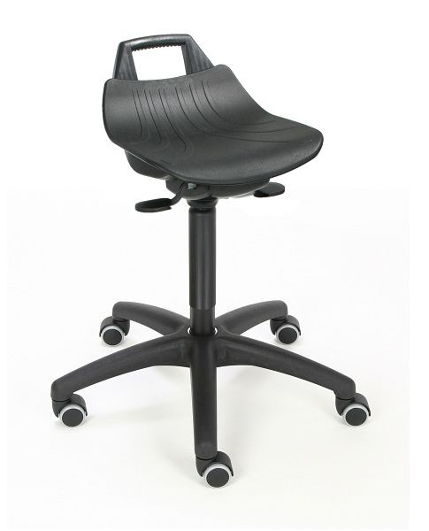 Lotz "Extremely comfortable", siège en PP noir, grand, hauteur d'assise 520-710mm, base en plastique noir, roulettes doubles avec freins, 3662.17
