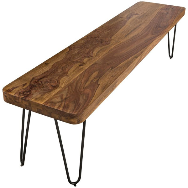 Banc de salle à manger Wohnling BAGLI en bois de Sesham massif 160 x 45 x 40 cm produit naturel de style maison de campagne, WL1.503