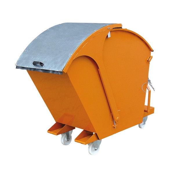 Benne basculante industrielle Eichinger avec couvercle rond, 1000 kg, 1000 litres, orange pur, 20261200000000