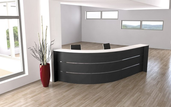 Comptoir arqué Kerkmann Bari pour 1-2 personnes, L 3340 mm x P 1825 mm x H 1120 mm, couleur : anthracite, 21355513