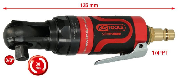 KS Tools 3/8" SlimPOWER mini interrupteur à air comprimé à cliquet 30Nm, 515.5510