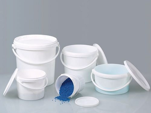 Seau d'emballage DENIOS avec couvercle, en PP, blanc, 5 litres, paquet de 48, 309744
