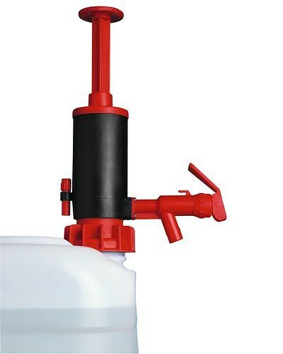Pompe manuelle de remplissage et de transfert DENIOS, avec joint EPDM, rouge, 129-355