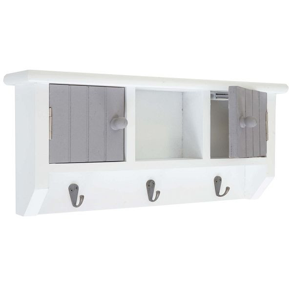 Mendler HWC-A48 clavier, boîte à clés clavier avec portes, bois massif, gris-blanc, 50462