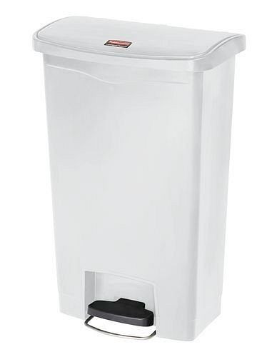 Poubelle de tri sélectif DENIOS en polyéthylène (PE), pédale sur le côté large, 68 litres, blanc, 242-406