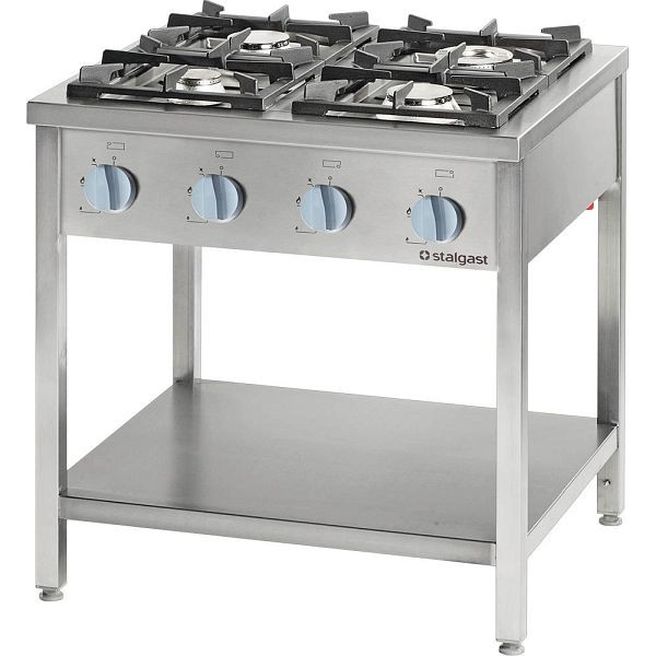Cuisinière à gaz Stalgast série 900 - 4 brûleurs (9+9+9+9), 36 kW, G20, 900 x 900 x 850 mm (LxPxH), FS03450SE