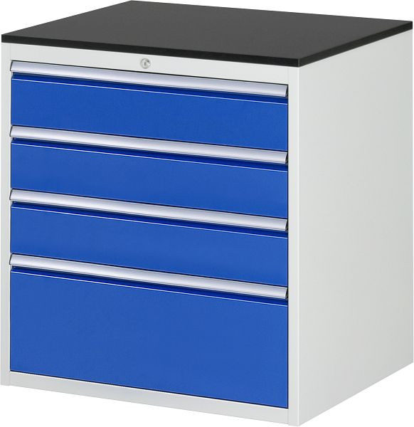 Armoire à tiroirs RAU série 7000, L770 x P650 x H820 mm, plan de travail avec revêtement en résine mélamine, tiroirs : 3xH150, 1xH270 mm, 13-XL5.3A-M.11