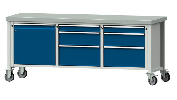 Établis ANKE Établi en caisson, modèle 125 V, 2000 x 700 x 850 mm, RAL 7035/5010, ZBP 50 mm, 306.074