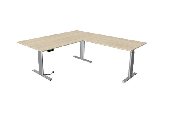 Table assis/debout Kerkmann Move 3 argent L 2000 x P 1000 mm avec élément complémentaire 1200 x 800 mm, érable, 10235750