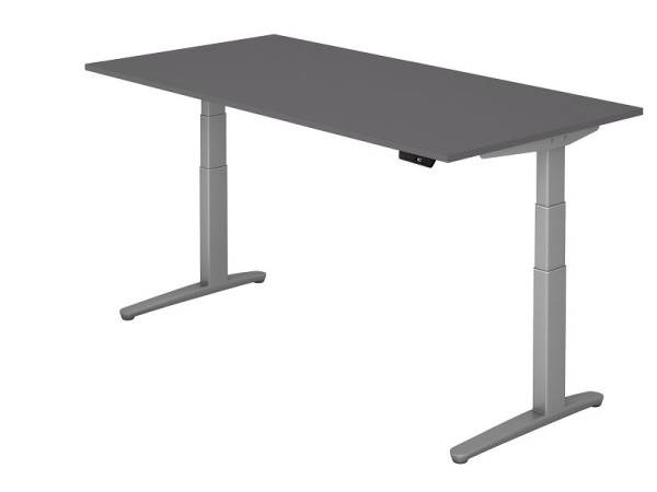 Hammerbacher bureau assis-debout électrique 200x100cm graphite/s, forme rectangulaire, VXBHM2E/G/SS
