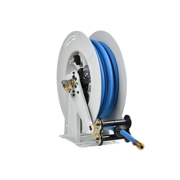 Enrouleur de tuyau Ebinger OSK 400 avec boîtier en plastique ABS, cadre et axe peints en acier, fluide : air comprimé, tuyau de 20 m, 3.400.103