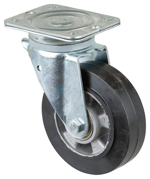 Roulette robuste BS Wheels, largeur de roue 50 mm, roue Ø 160 mm, capacité de charge 300 kg, bandages élastiques noirs, corps de roue en aluminium, roulements à billes, N100.B80.160