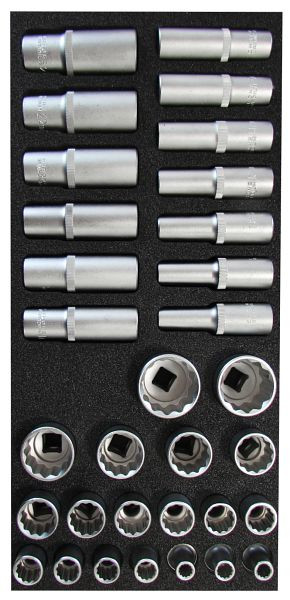 Gamme de chariots d'atelier SW-Stahl, clé à douille 1/2", douze pans, 32 pièces, Z3013-36