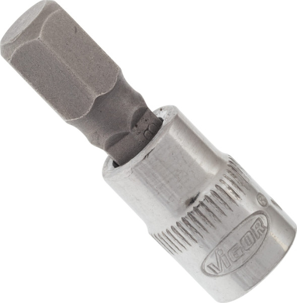 Embout de tournevis VIGOR, carré creux 6,3 mm (1/4 pouce), profil à six pans intérieurs, 8 mm, V2435N