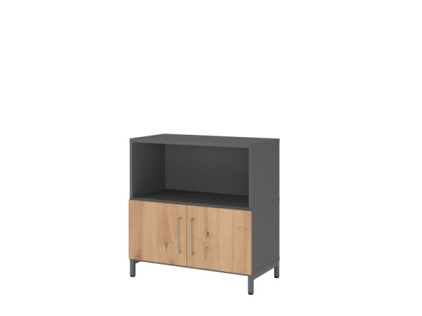 Étagère/portes Hammerbacher, 2OH, base, graphite/chêne astre, VFW28T1KU/G/R/BS