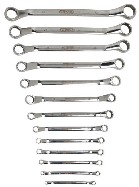 KS Tools jeu de clés à double anneau en acier inoxydable, coudées, 13 pièces, 964.1150
