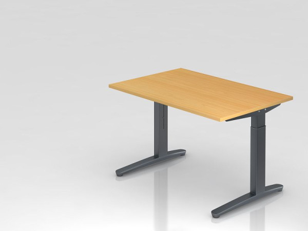 Bureau Hammerbacher pied C 120x80cm hêtre/graphite, forme rectangulaire, VXB12/6/GG