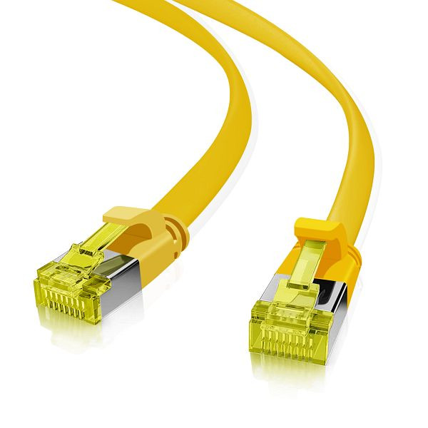 Helos câble patch ultra plat U/FTP Cat 6a jaune 0,3m, 205245