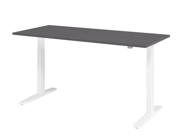 Bureau Hammerbacher XMKA19, 180 x 80 cm, plateau : graphite, épaisseur 25 mm, chant épais en ABS, forme rectangulaire, blanc, VXMKA19/G/W