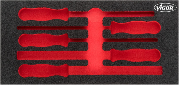 Inserts en mousse souple bi-composant VIGOR, dimensions insert / taille tiroir : S (188 x 393 x 35 mm), utilisation : V5072, V5072-L