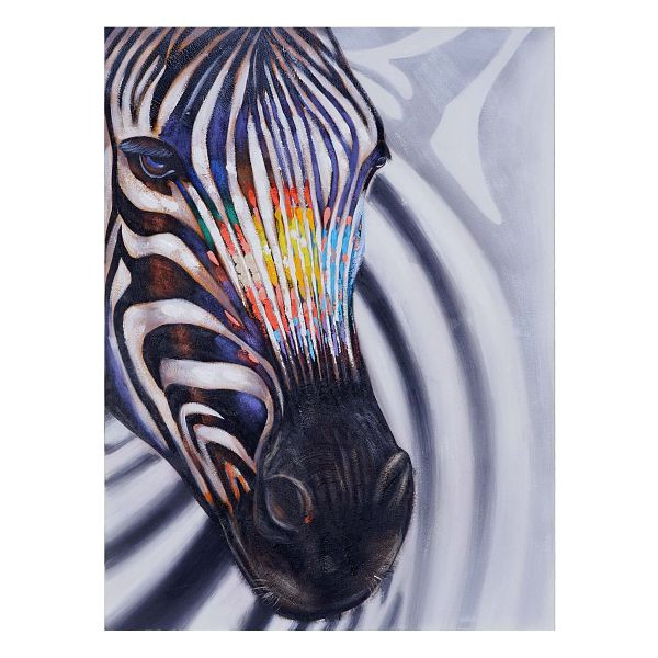 Mendler peinture à l'huile tête de zèbre, peinture murale 100% peinte à la main XL, 120x90cm, 51275