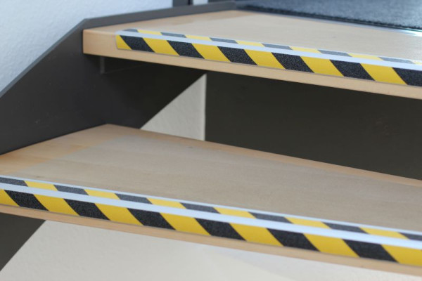 Pantalon de farine profil de bord d'escalier antidérapant en aluminium avec revêtement antidérapant m2, noir/jaune 53x1000x31mm, 2 bandes, autocollant, ATM1WS2sk