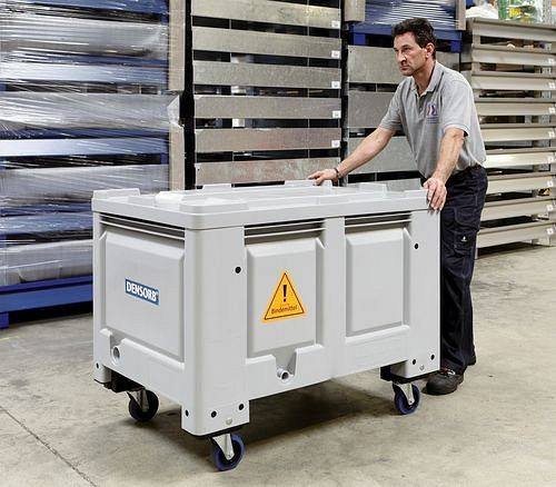 Kit d'urgence DENSORB en boîte de transport, version "spéciale", avec roulettes, capacité 323 litres, 116-756