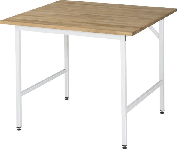 Table de travail RAU série Jerry (3030) - plateau en hêtre massif réglable en hauteur, 1000x800-850x1000 mm, 06-500B10-10.12