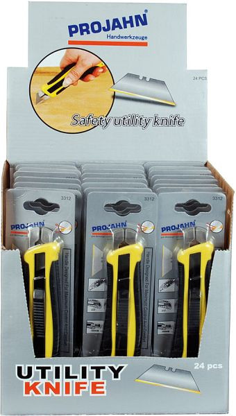 Présentoir Projahn avec cutter de sécurité 24 x 3312 à lame trapézoïdale, 331224