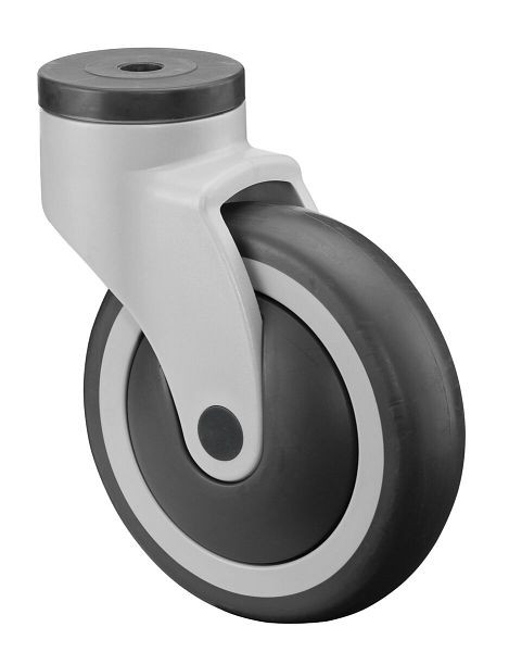 Rouleaux BS Rouleau en plastique, largeur de roue 32 mm, Ø roue 125 mm, capacité de charge 100 kg, bande de roulement en caoutchouc gris, roulement à billes, lot de 2, C101.A82.125