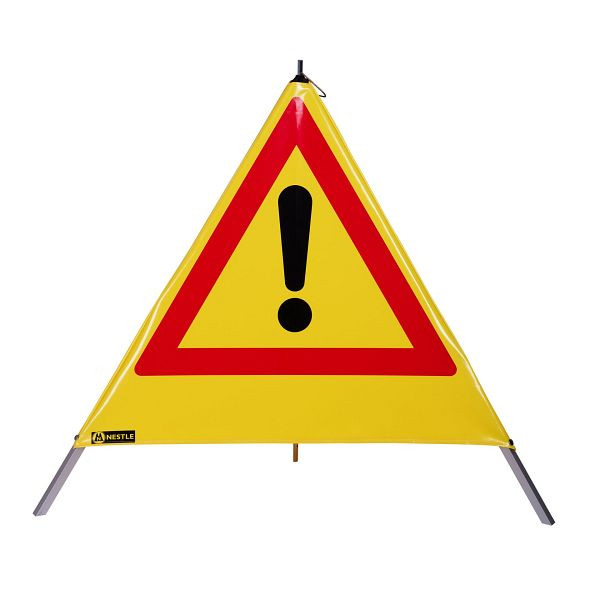 Pyramide d'avertissement NESTLE 90cm WAPY 90G, cadre lumineux avec pied central, feuille jaune, point d'exclamation VZ101, 19405001