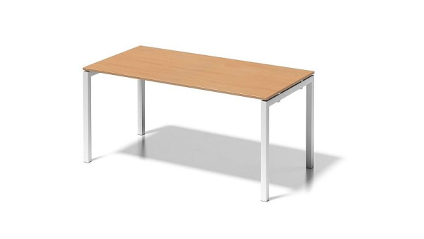 Bureau Bisley Cito, structure en U hauteur fixe 730 mm, H 19 x L 1600 x P 800 mm, hêtre/blanc signalisation, DUF1608BC396