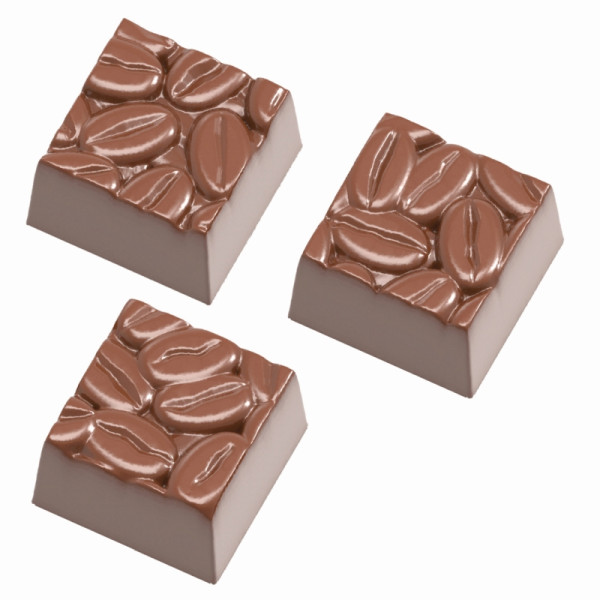Moule à chocolat Schneider - grains de café carrés, 275 x 135 x 24 mm / 27 x 27 x 16 mm, 12 g, 3 x 7 pièces, 421877
