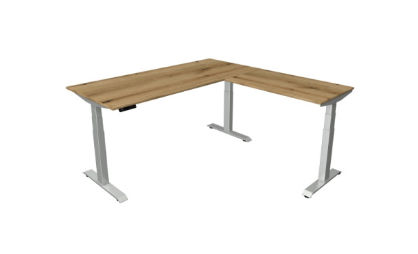 Table assis/debout Kerkmann L 1800 x P 800 mm avec élément rapporté 1000 x 600 mm, réglable en hauteur électriquement de 640 à 1290 mm, chêne, 10043155